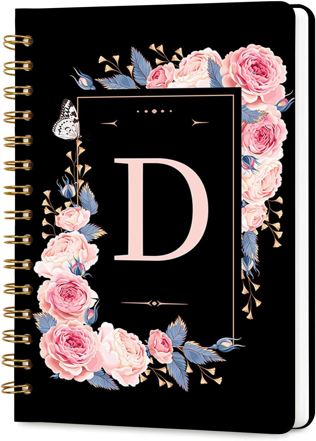 Lined Spiral Journal Notebook, A5 College Ruled Spiral Notebook for Women, Hardcover with Elegant Design for Work and Note-Taking, 5.5 * 8.25 inch, 160 Pages, Letter T