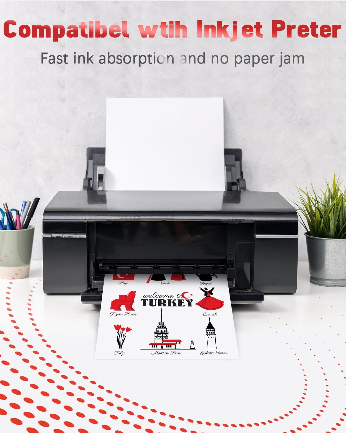 Printable Vinyl Sticker Paper for Inkjet and Laser Printer - Glossy White - 21 Waterproof Decal Paper Self-Adhesive Sheets 8.5"x11"- Dries Quickly and Holds Ink Beautifully