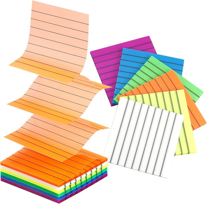 3x3 Inch Transparent Sticky Notes 300 Sheets, Clear Translucent Lined Self-Adhesive Memo Repositionable Reminder Pad for Office, College Students, Planners, Journals, School Supplies (Purple)