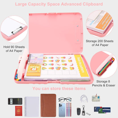 SFLHHDM Purple Clipboard, Clip Boards 8.5x11, Teacher Clipboards with Storage, Plastic Clipboard with Pen Holder, Clipboards Storage for Women Teachers Work, School & Office Supplies