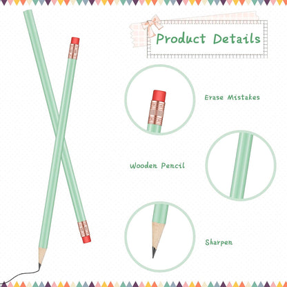 Outus 24 Pieces Round Pencils Cute HB Graphite Wood Pencils Pack with Eraser for School Drawing Sketching Wedding Office Supplies (White)