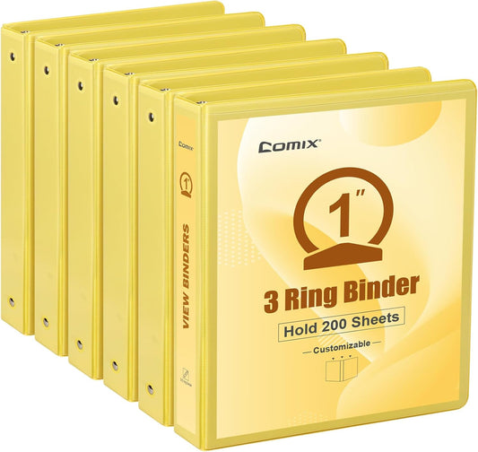 COMIX Standard 3 Ring Binder 2 inch with Clear View Cover, 2" Round Ring View Binder Holds 400 Sheets of US Letter Size Paper, 6 Pack (Pale Purple)