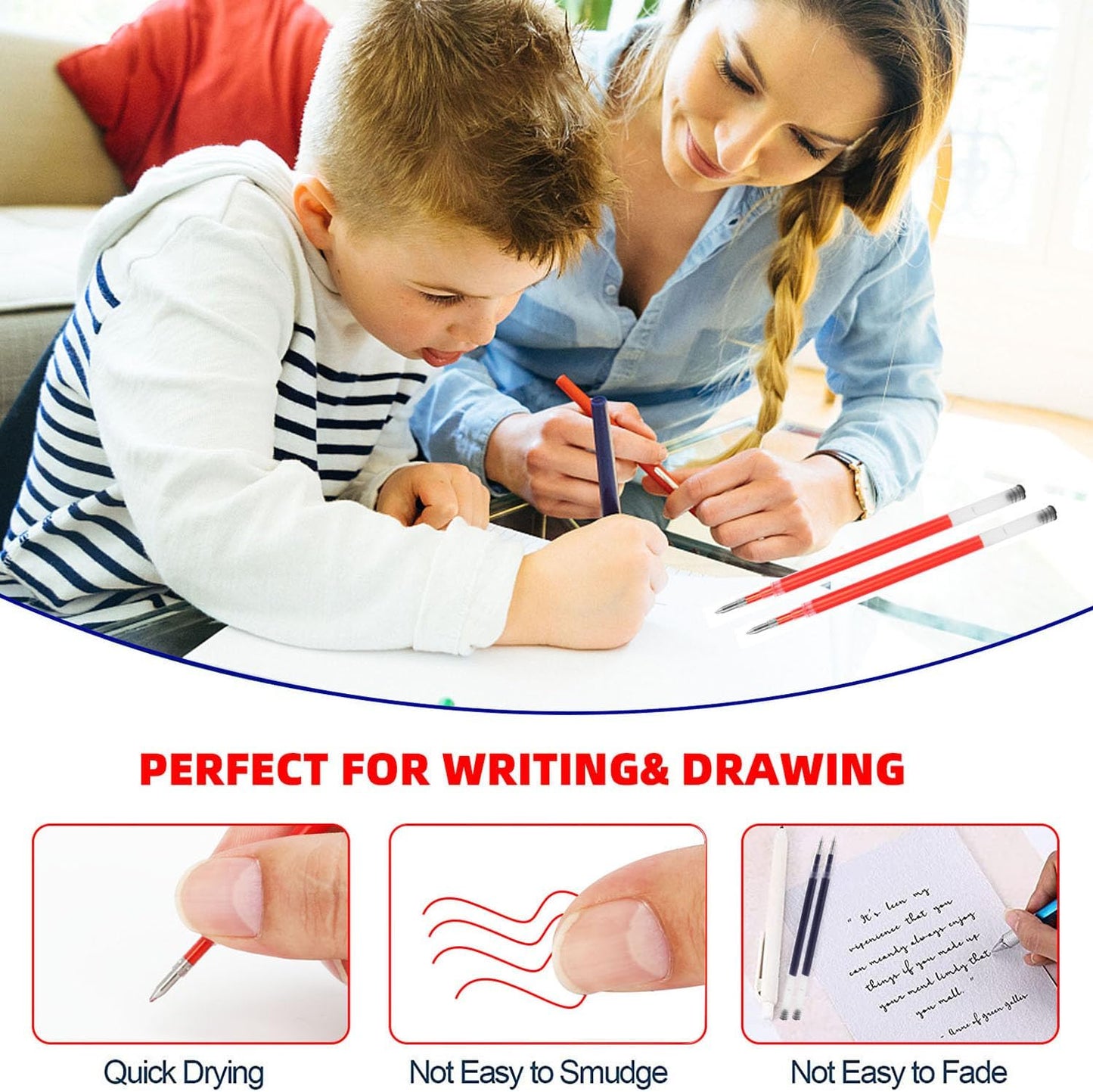 8 Pieces Replaceable Ballpoint Pen Refills Work for Most Brands Pens with Smooth Writing,Free-Flowing German Ink with Medium 0.5mm Ballpoint Tip(Black Refills and Length 4.4inch)