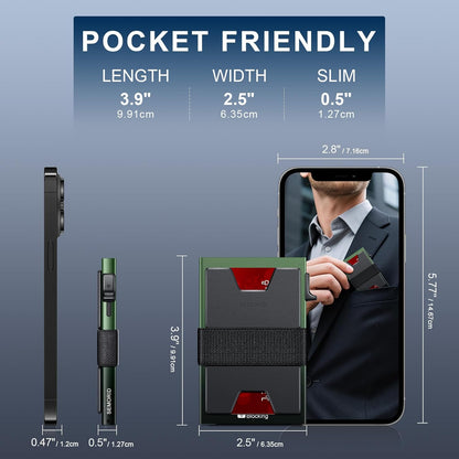 SEMORID Slim Aluminum Card Holder Wallet for Men, Durable Expandable Backplate, RFID Blocking Minimalist Metal Pop Up Wallet, Holds 12+ Cards Plus Cash (Black)