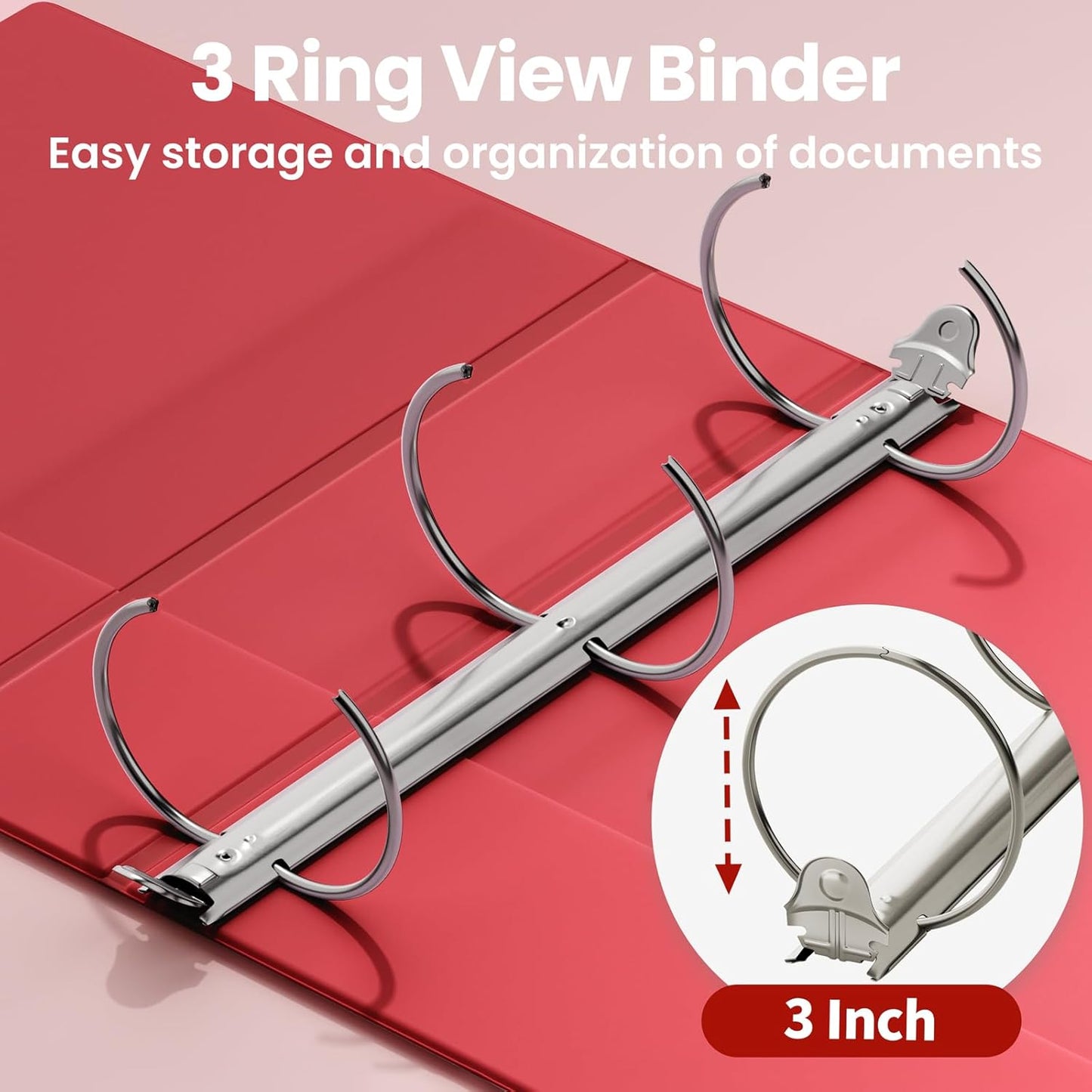 SUNEE 1/2 Inch Binders 3 Ring 10 Pack Bulk, PVC-Free Clear View Half Inch Binders (Fits 8.5x11 Inches) for School, Office & Home Use, White