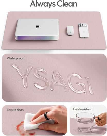 YSAGi Leather Desk Pad Protector, Large Mouse Pad, Non-Slip PU Leather Desk Blotter, Waterproof Writing Pad for Office and Home (31.5" x 15.8", Eggshell) - Colors A