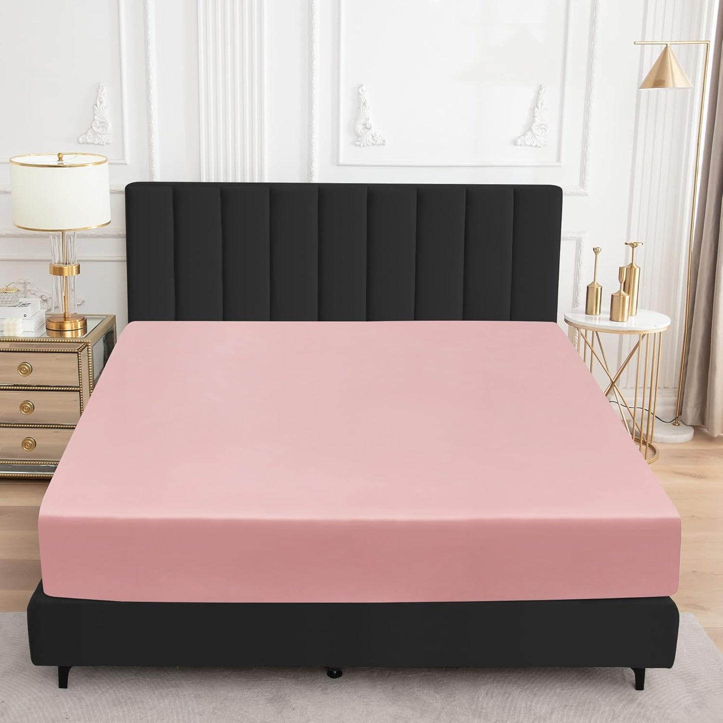 Sufdari Mattress Protector,Waterproof 18" Deep Pocket Mattress Cover Fitted Sheet Style with Elastic Rubber Band,Washable and Easy Care-Black,Queen