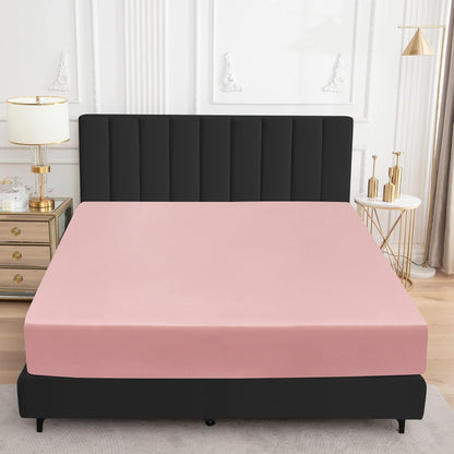 Sufdari Mattress Protector,Waterproof 18" Deep Pocket Mattress Cover Fitted Sheet Style with Elastic Rubber Band,Washable and Easy Care-Black,Queen