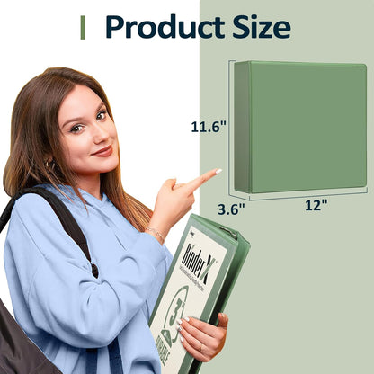Sooez BinderX Extra Durable 3 Inch 3 Ring Binder, D-Ring Large Binders, Holds 670 Sheets of 8.5x11 Paper, Customizable View Cover with Inside Pockets, Heavy Duty 3 Ring Binder for School, Grey Blue