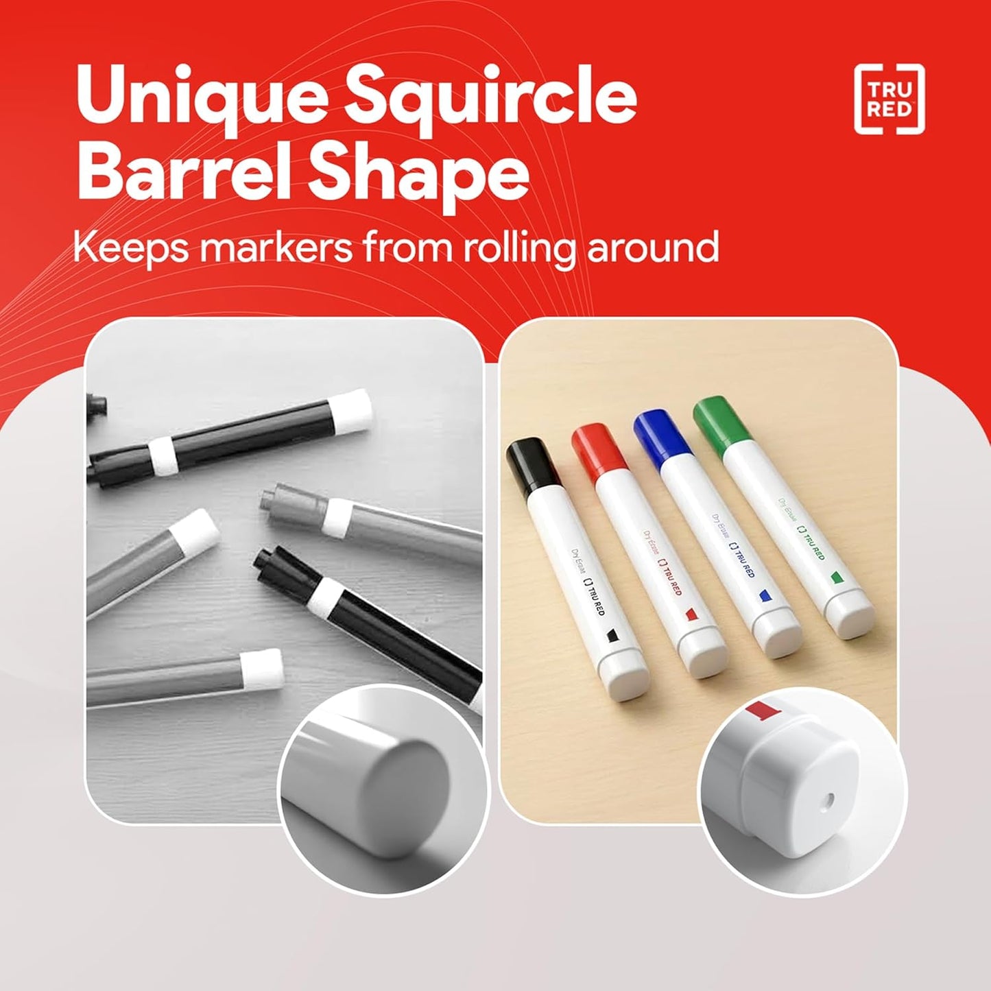 TRU RED Staples Tank Dry Erase Markers Chisel Tip Asst 12/Pack