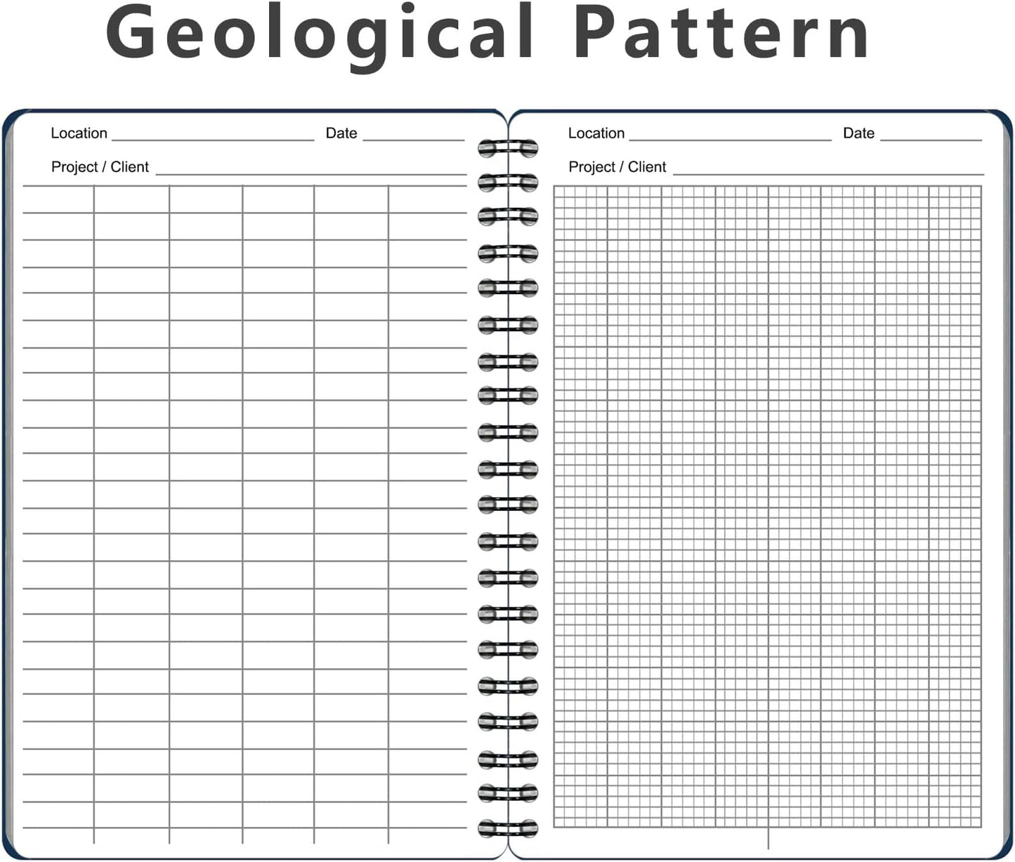 2PCS Geological Graph Weatherproof Spiral Notebooks 4.8"x7" with All Weather Stone Paper and Waterproof PVC Cover, 100 Pages per Pocket Notepad, A6 Medium Size Steno Pads (Geological, Blue)