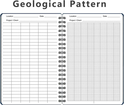 2PCS Geological Graph Weatherproof Spiral Notebooks 4.8"x7" with All Weather Stone Paper and Waterproof PVC Cover, 100 Pages per Pocket Notepad, A6 Medium Size Steno Pads (Geological, Blue)