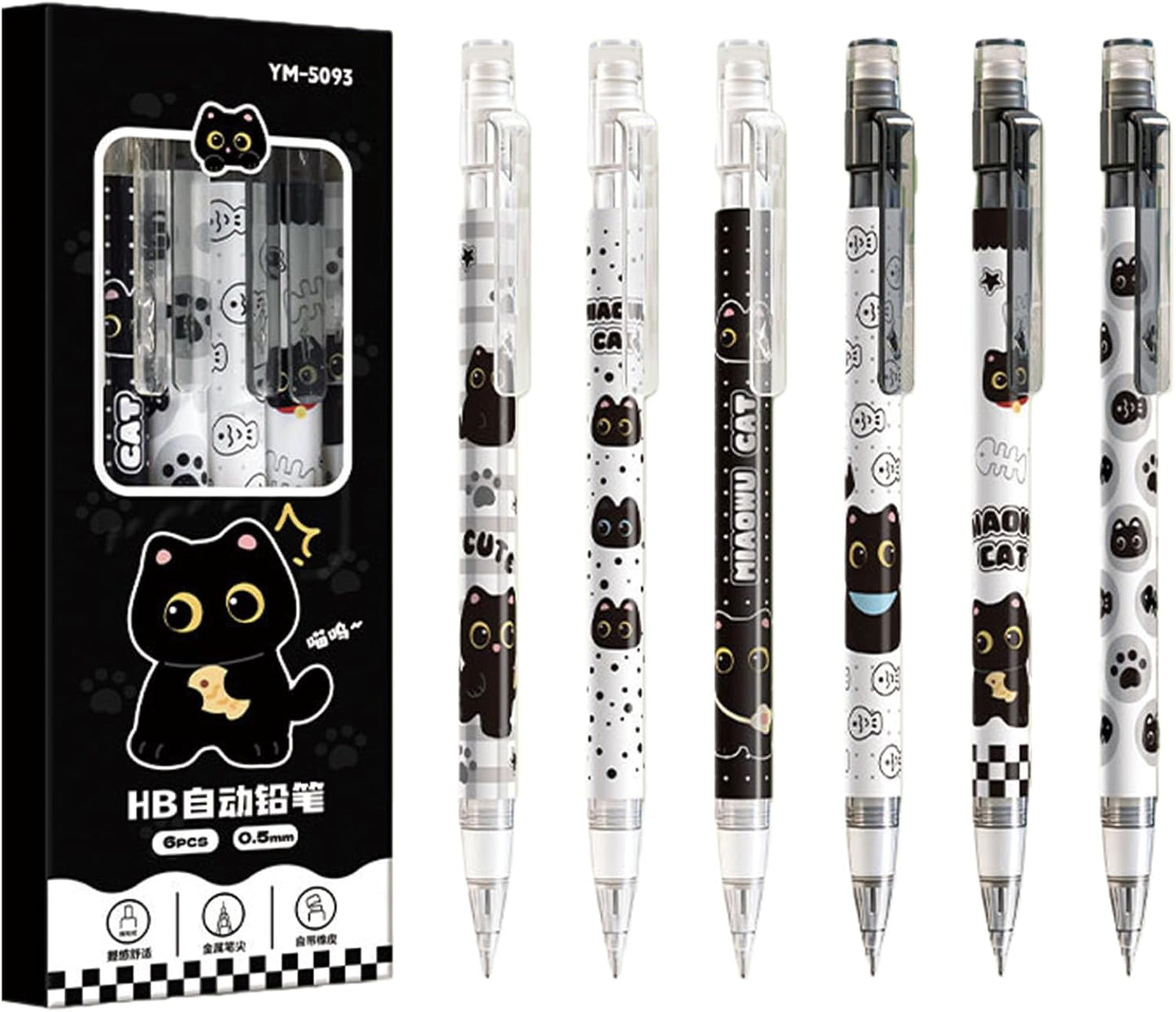 MOZXIRZ 4 Pcs Cute Mechanical Pencils with Top Eraser 0.5mm Cartoon Space Mechanical Pencil School Pencil for Women (6pcs Space)