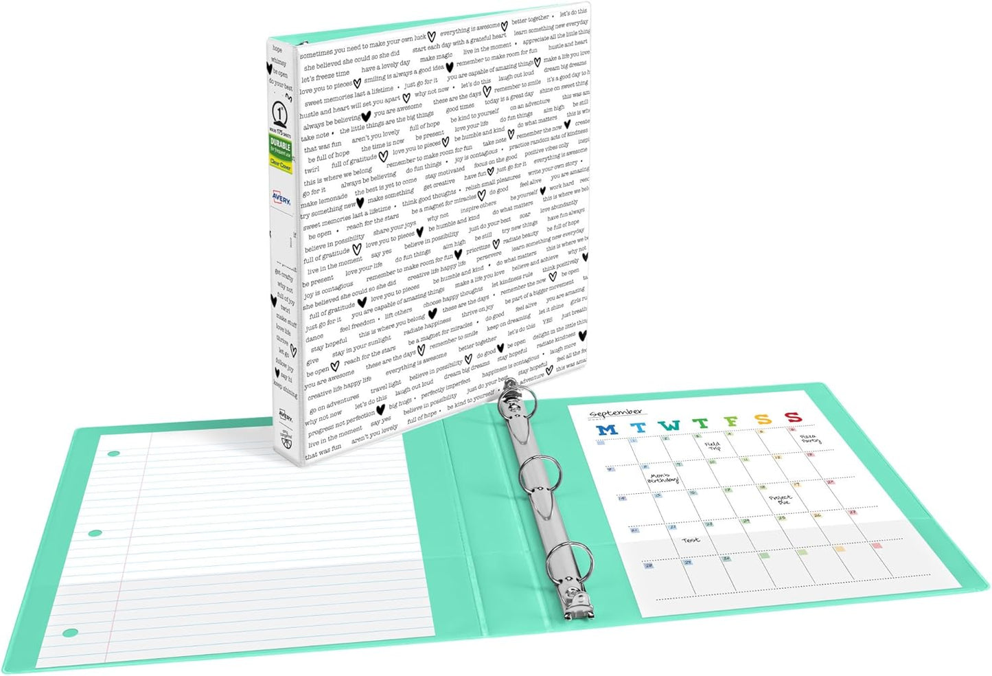 Avery + Amy Tangerine Designer Collection Binder, 1" Round Rings, 175-Sheet Capacity, Find Inspiration (28321)