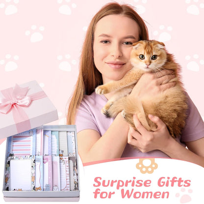 Gilprop 24 Pack Cat Sticky Notes Gift 3x4 Inch Cute Self Stick Notepads Adhesive Cartoon Cat Memo Pad Fun Kawaii Animal Sticky Notes for Teacher Women Valentines Office Home Christmas Pet Lover Gift