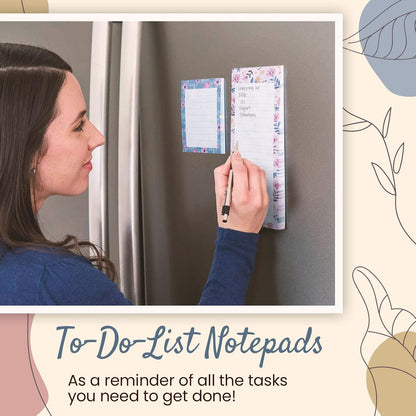 MATICAN Magnetic Notepads for Refrigerator, 4-Pack Grocery List Magnet Pad for Fridge, To-Do List, Reminders, Scratch Pads, Floral Designs, 60 Sheets Per Pad