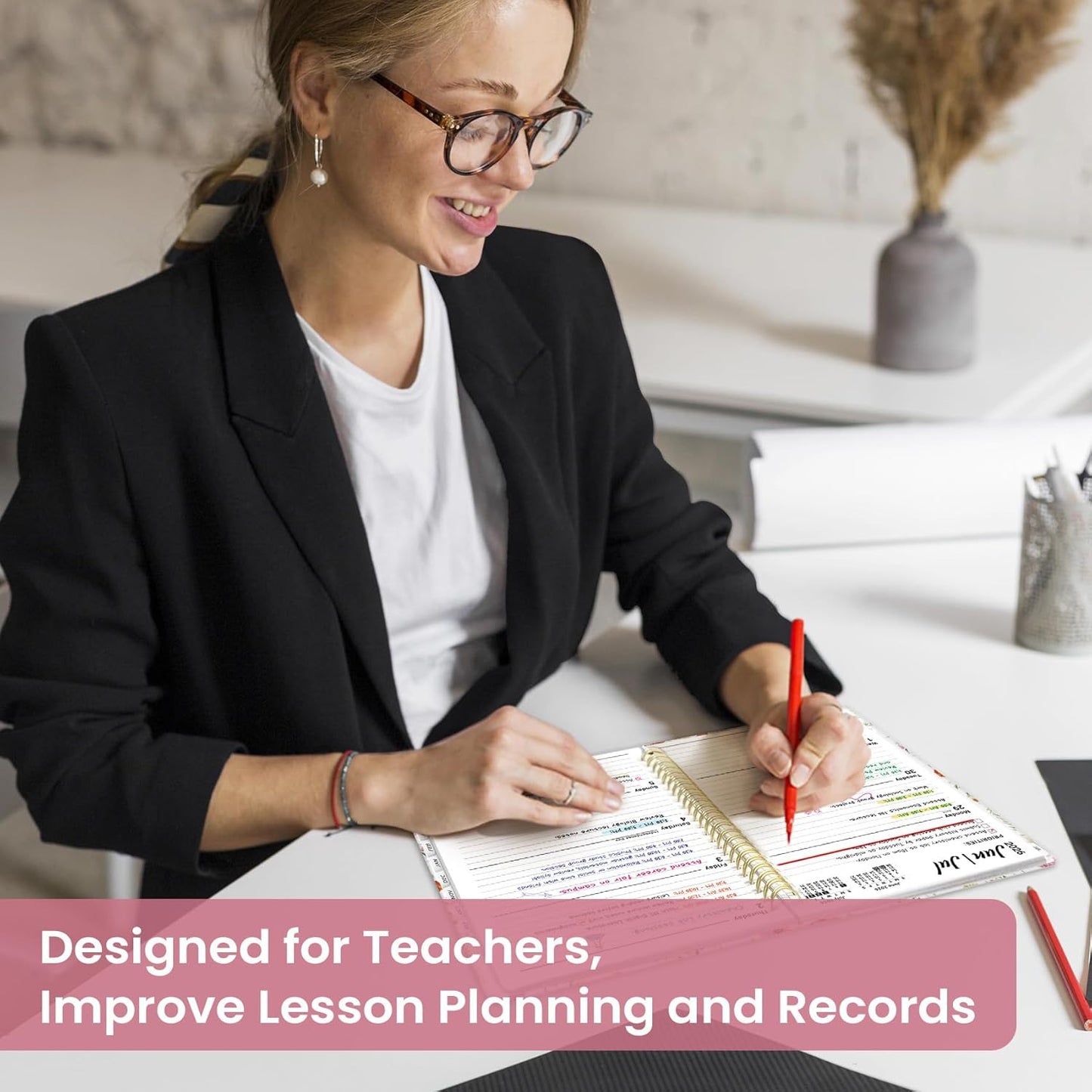 Planner 2026-2027, Academic Year Monthly and Weekly Calendar Planner, Jul 2026 - Jun 2027, Hardcover Teacher Student Planning Agenda book with Tabs, Perfect for School Office Supplies, 6.3" x 8.5" - Wildflowers