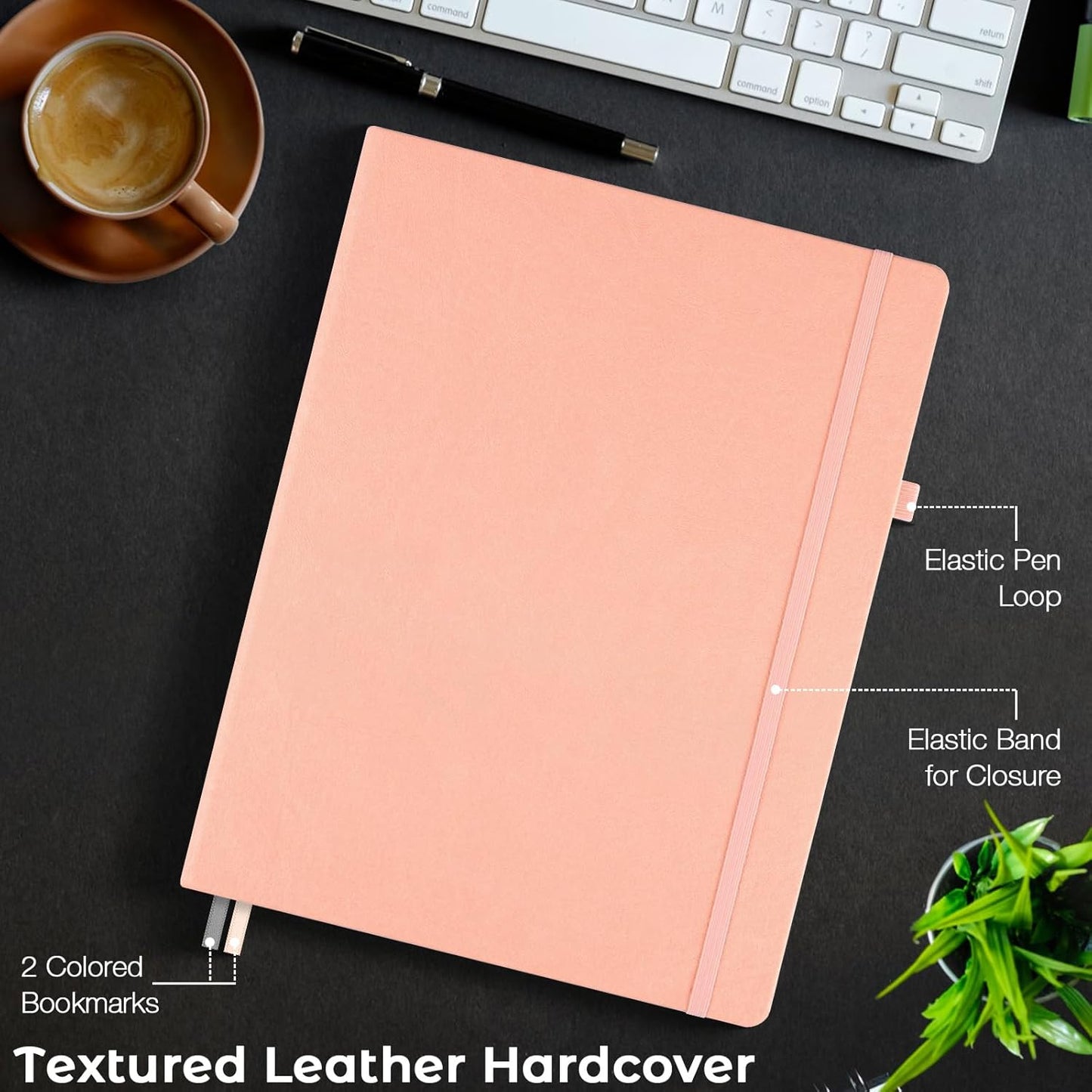 Graph Paper Notebook, Hardcover Notebook 8.5 x 11, Grid Notebook Journal for Women, Men, Large Leather Journals for Writing, Thick Paper, A4 Notebooks for Work, School Supplies, Engineering Brown