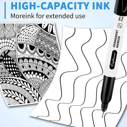 Black Ultra Fine Point Permanent Markers, Extra Fine Tip, Quick Drying and Waterproof, Fade Resistant Perfect on Paper, Glass, Metal, Plastic, Wood, Office & School Use, 30 Pack