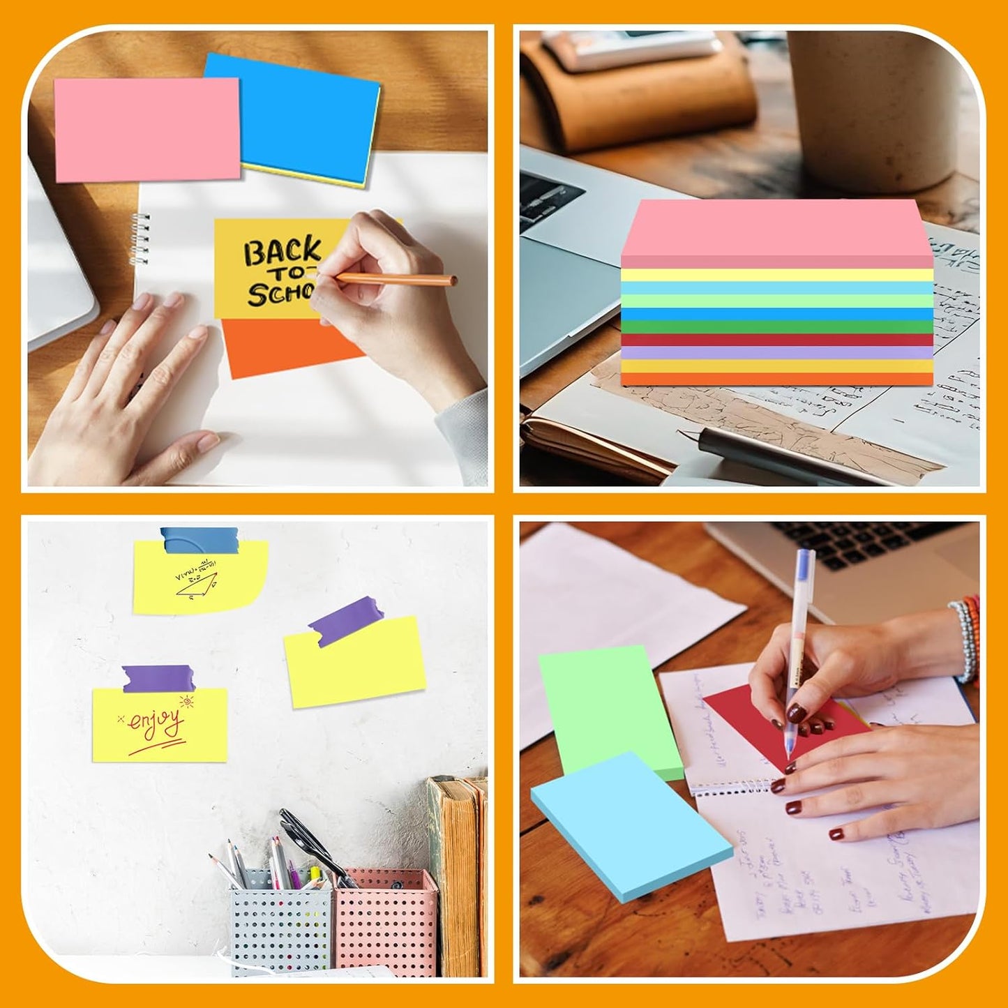 BIGNC 300 PCS Colored Index Cards, 3x5 Inch Blank Note Cards Study Cards Flash for Studying Learning, Memo Scratch Pad