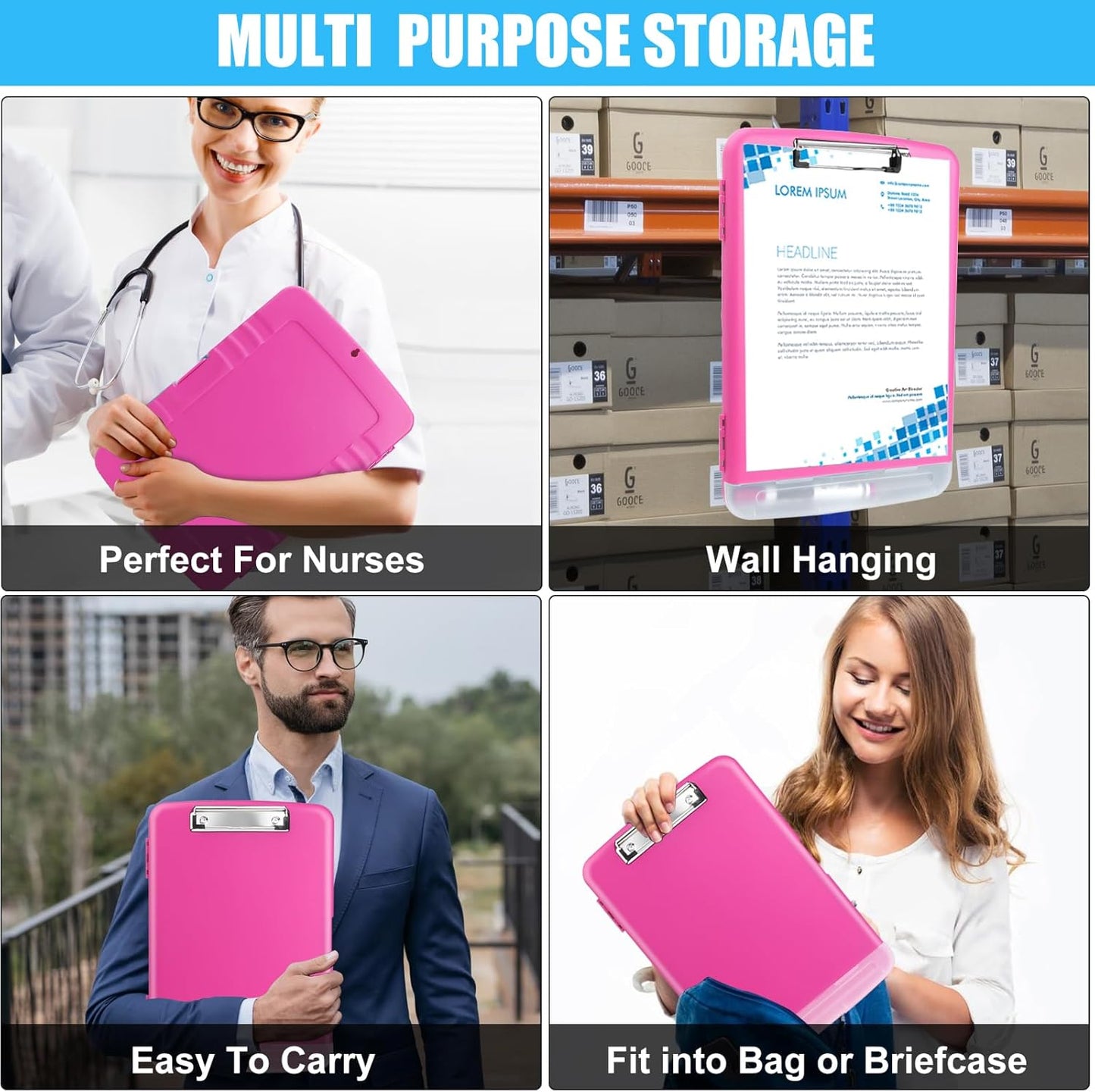 Red Plastic Clipboard with Storage,TFDLCG zm High Capacity Clip Boards 8.5x11,A4 Binder Nursing Clipboard Folder Heavy Duty for Women Teachers Work,School Office
