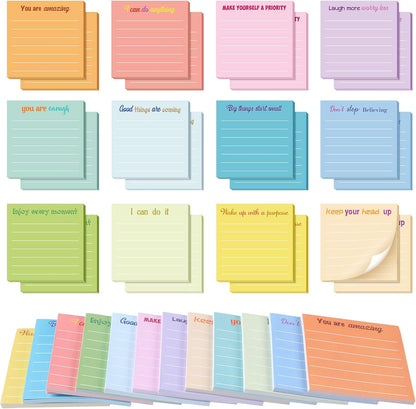 Yinder 48 Pcs Inspirational Sticky Notes Cute Motivational Sticky Notes Pad End of Year Employee Appreciation Gifts Bulk for Teacher Nurse Coworkers Office Supplies 3 x 3'' (Thank You,Dark Color)