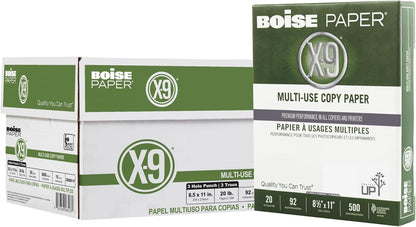 Boise X-9 Multi-Use Printer & Copy Paper, 5 Reams, White, Ledger (11in x 17in), 2500 Sheets Per Case, 20 Lb, 92 Brightness