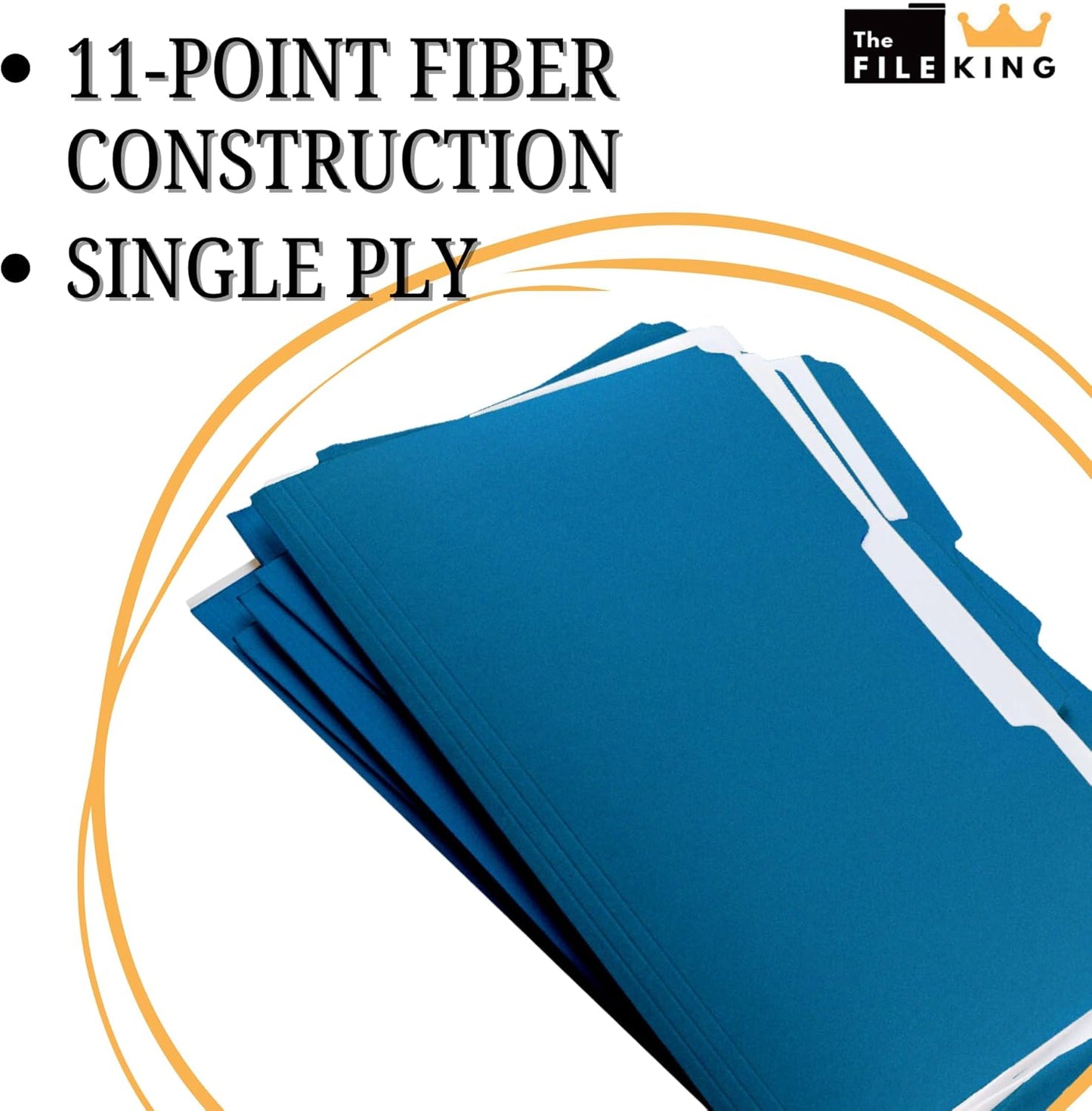 The File King 1/3 Cut File Folders Letter Size - 100 Pack | Manilla Folders 8.5 x 11 | Assorted 3 Tabs | Heavy Duty 11-Point Fiber | Made in USA | Undercut Front Style | Easy Labeling & Organization