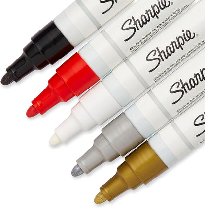 Sharpie Oil-Based Paint Markers, Fine Point, 5 Count - Great for Rock Painting