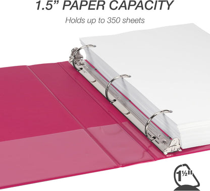 Samsill Durable 4 inch 3 Ring Binder, D Ring Binder, 100% Recycled Chipboard, Black, 2 Pack