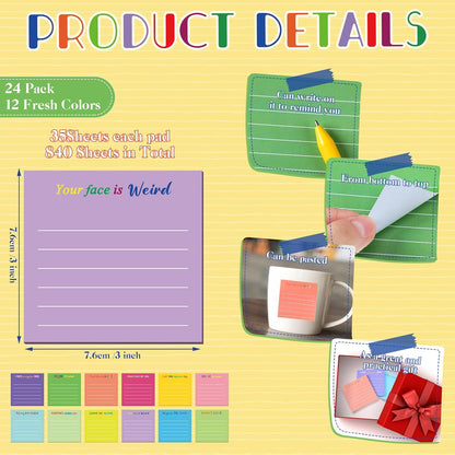 Yinder 48 Pcs Inspirational Sticky Notes Cute Motivational Sticky Notes Pad End of Year Employee Appreciation Gifts Bulk for Teacher Nurse Coworkers Office Supplies 3 x 3'' (Thank You,Dark Color)