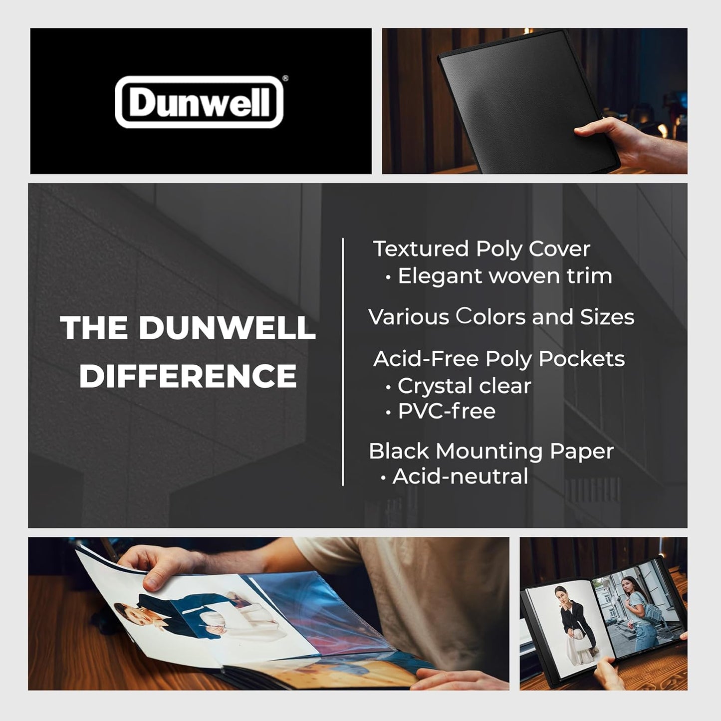 Dunwell Art Portfolio 8.5x11 Folder (Silver), Mounting Paper, Portfolio Binder for Artwork and 8.5 x 11 Documents Art Folder, 24 Pockets Display 48 Pages, Acid-Free Poly Presentation Book