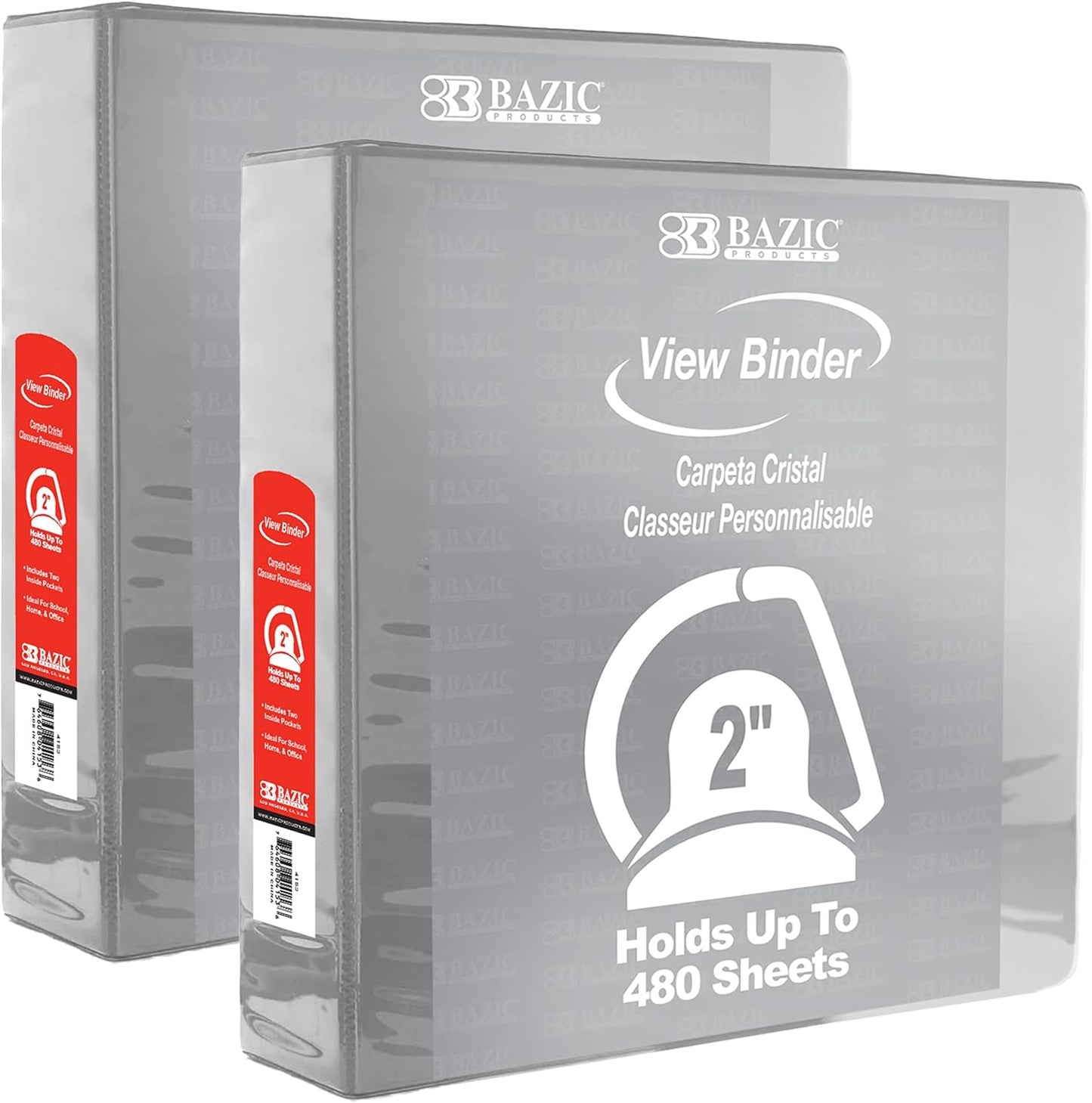BAZIC Products 3 Ring Binder 2" View Binders Slant D Ring Organizer - Burgundy, Hold 480 Sheets Paper, for School Office Home, 1-Count