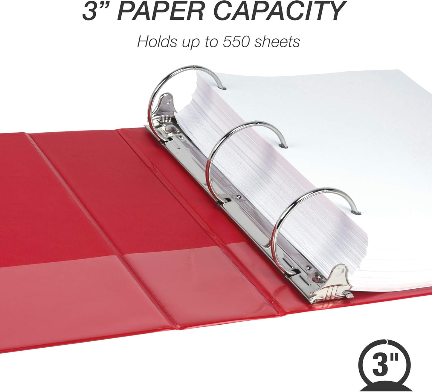 Samsill 1.5 Inch 3 Ring Binders, Economy Round Ring, Clear View Cover, 325 Sheet Capacity - for School, Home, Office - White, 4 Pack