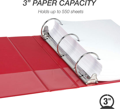 Samsill 1.5 Inch 3 Ring Binders, Economy Round Ring, Clear View Cover, 325 Sheet Capacity - for School, Home, Office - White, 4 Pack