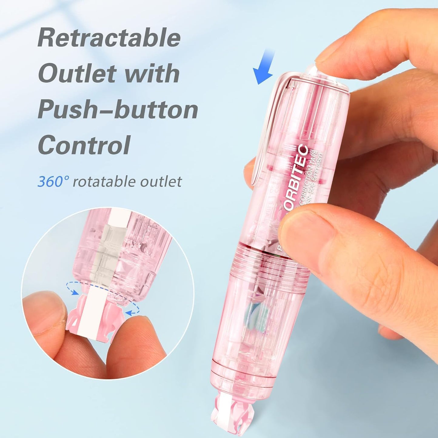 White Correction Tape,Refillable Retractable Quick Dry Aesthetic Cute Correction Tape Pen, with Easy to Use Mini Small Pen Shaped Applicator (refillable)