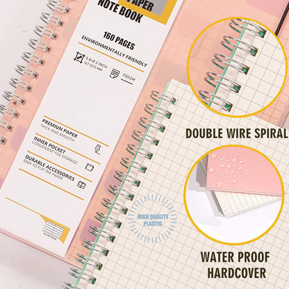 OWSC 4 Pack Lined Spiral Notebook, 5.9 x 8.3 Inches Notebooks for Work, School and Journal with 110 GSM Thick Paper, Small Notebook with 80 Sheets/160 Pages, Notebooks College Ruled for Note Taking