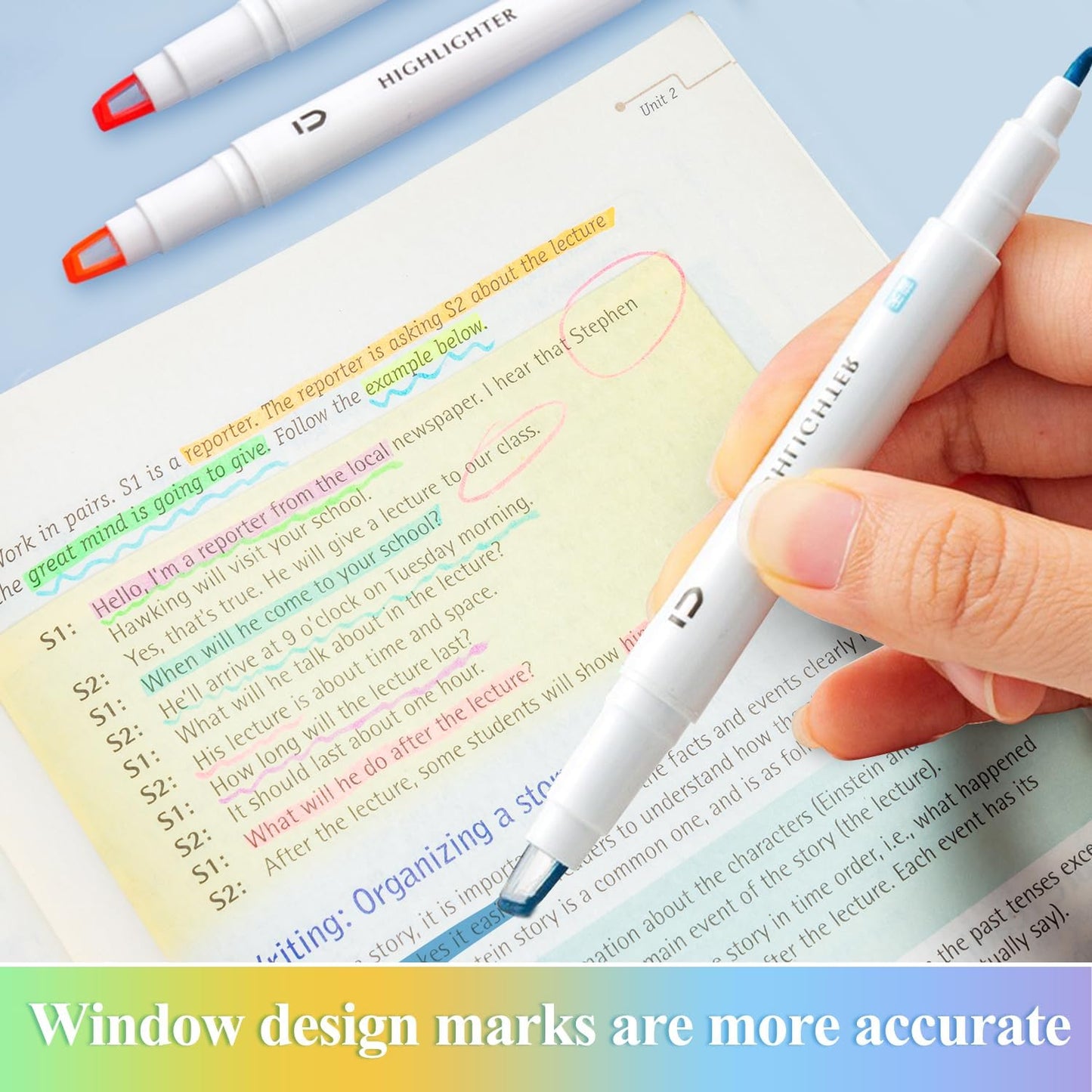 M&G 6 Pcs Cute Dual Tip Highlighters, Rainbow Color No Bleed Dry Quick Chisel Tip Highlighters, Perfect for School,Office, Bible, Notes (Rainbow)