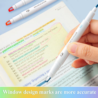 M&G 6 Pcs Cute Dual Tip Highlighters, Rainbow Color No Bleed Dry Quick Chisel Tip Highlighters, Perfect for School,Office, Bible, Notes (Rainbow)