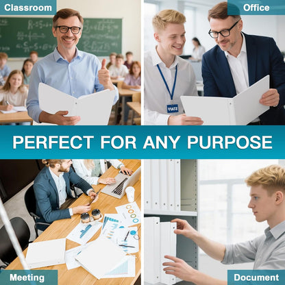 3 Ring Binder, LAYZZ 6 Pack 2 Inch Binders 3 Ring with 2 Pockets, Round Ring Binders, Clear Cover Binders for Letter Size 8.5"x11" Paper, PVC Free, Suitable for School Home and Office (White)