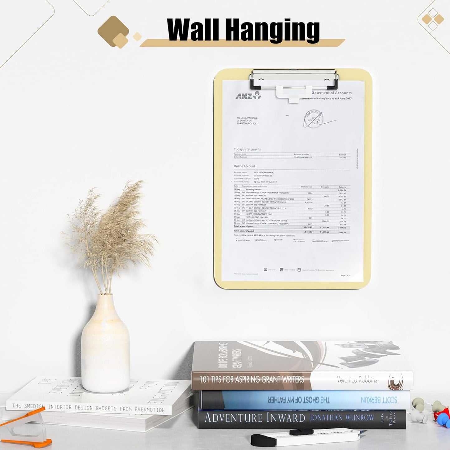 Hongri Plastic Clipboard, White 8.5x11" Clipboard, A4 Letter Size Clipboards for Nurses, Students, Office and Women, Clipboard with Pen Holder and Low Profile Clip, Size 12.5 x 9 Inch(White)