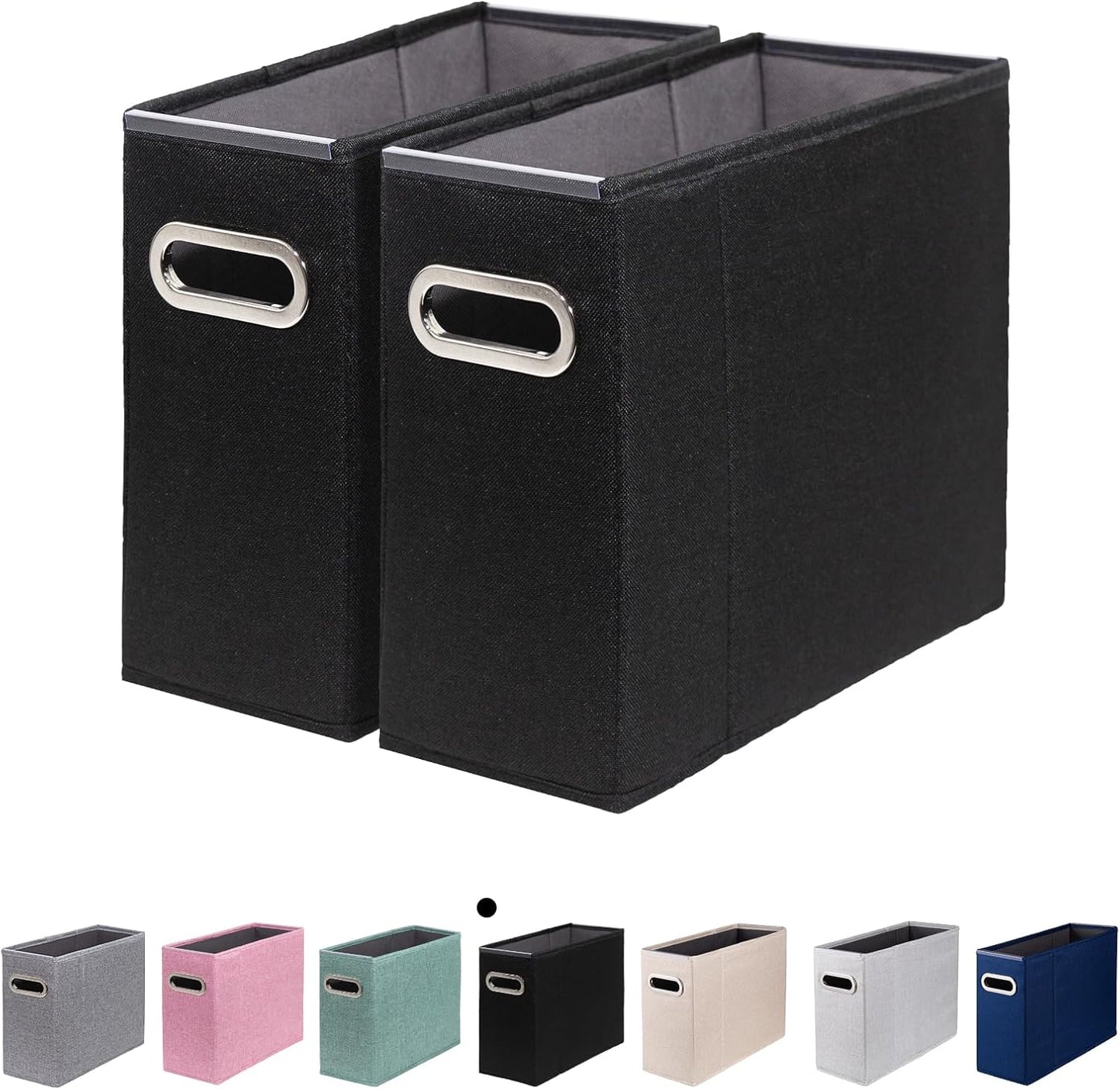 4 Packs Letter Size File Organizer, File Folders Organizer, Fabric Storage Box, Collapsible Paper Organizer with Metal Handle, Smooth PVC Rails, Only Box (Beige)