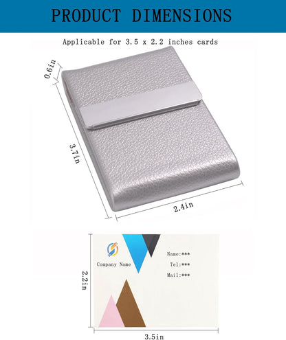 Business Card Holder with Ultra Slim Design,Business Card Case with Premium PU Leather,Suit Pocket Metal Card Holder for Women/Men,Professional Name Card Holder with Magnetic Shut (Black1)