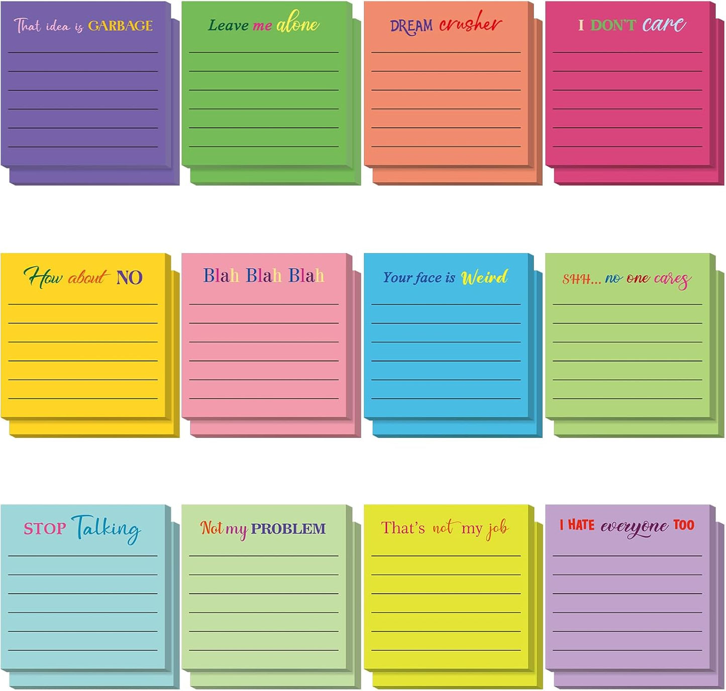 Yinder 48 Pcs Inspirational Sticky Notes Cute Motivational Sticky Notes Pad End of Year Employee Appreciation Gifts Bulk for Teacher Nurse Coworkers Office Supplies 3 x 3'' (Thank You,Dark Color)