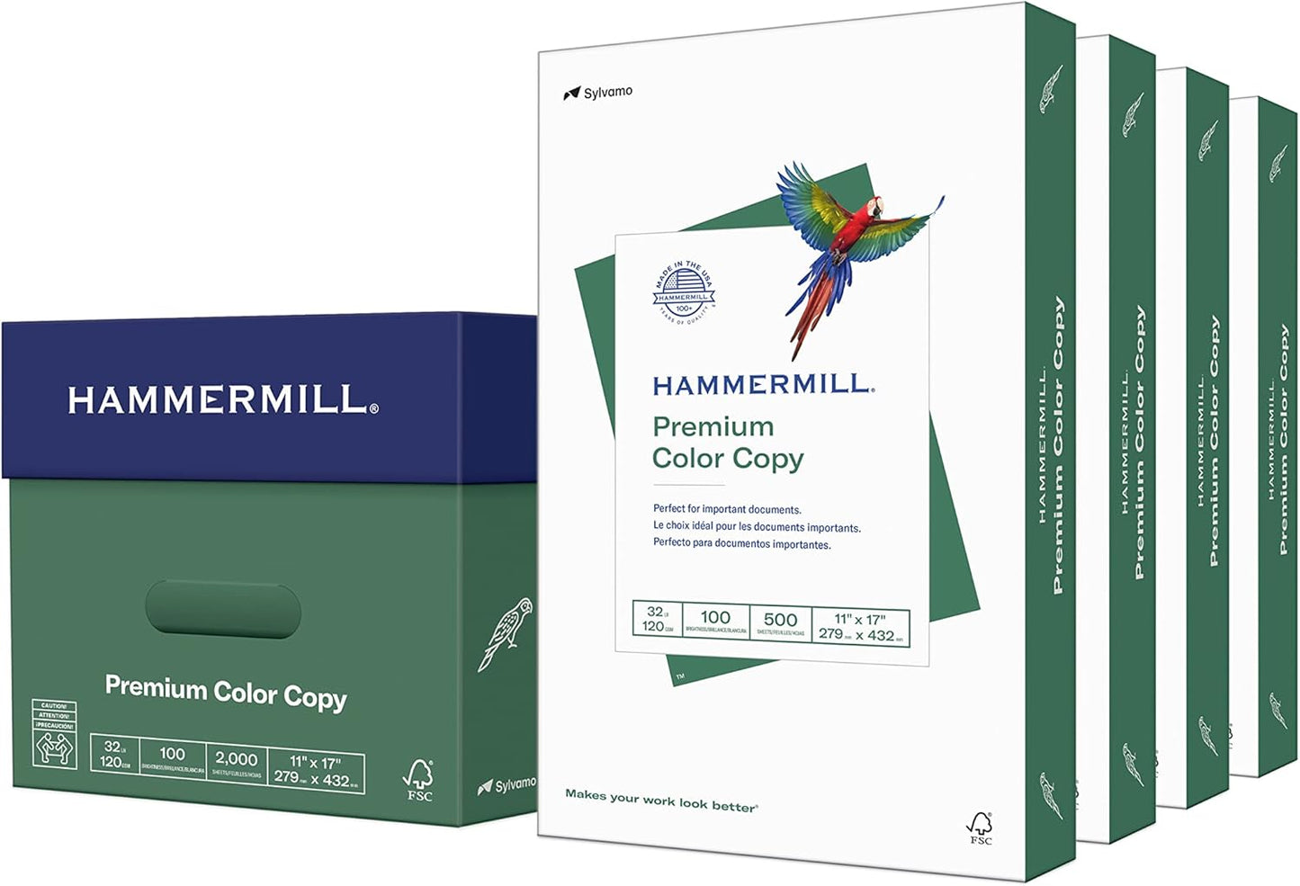 Hammermill Printer Paper, Premium Color 32 lb Copy Paper, 8.5 x 11-1 Ream (500 Sheets) - 100 Bright, Made in the USA, white (102630)