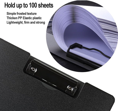 Clipboard Folder, A4 Foldable Clipboards, Office Clipboard Folder with Double Clips Metal Clip, 360 Degree Foldable Storage Clipboards for Office, School or Medical Field, Blue