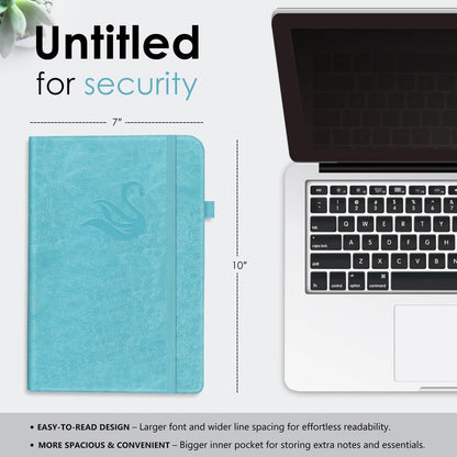 Elegant Password Book with Alphabetical Tabs - Hardcover Password Book for Internet Website Address Login - 5.2" x 7.6" Password Keeper and Organizer w/Notes Section & Back Pocket (Turquoise)