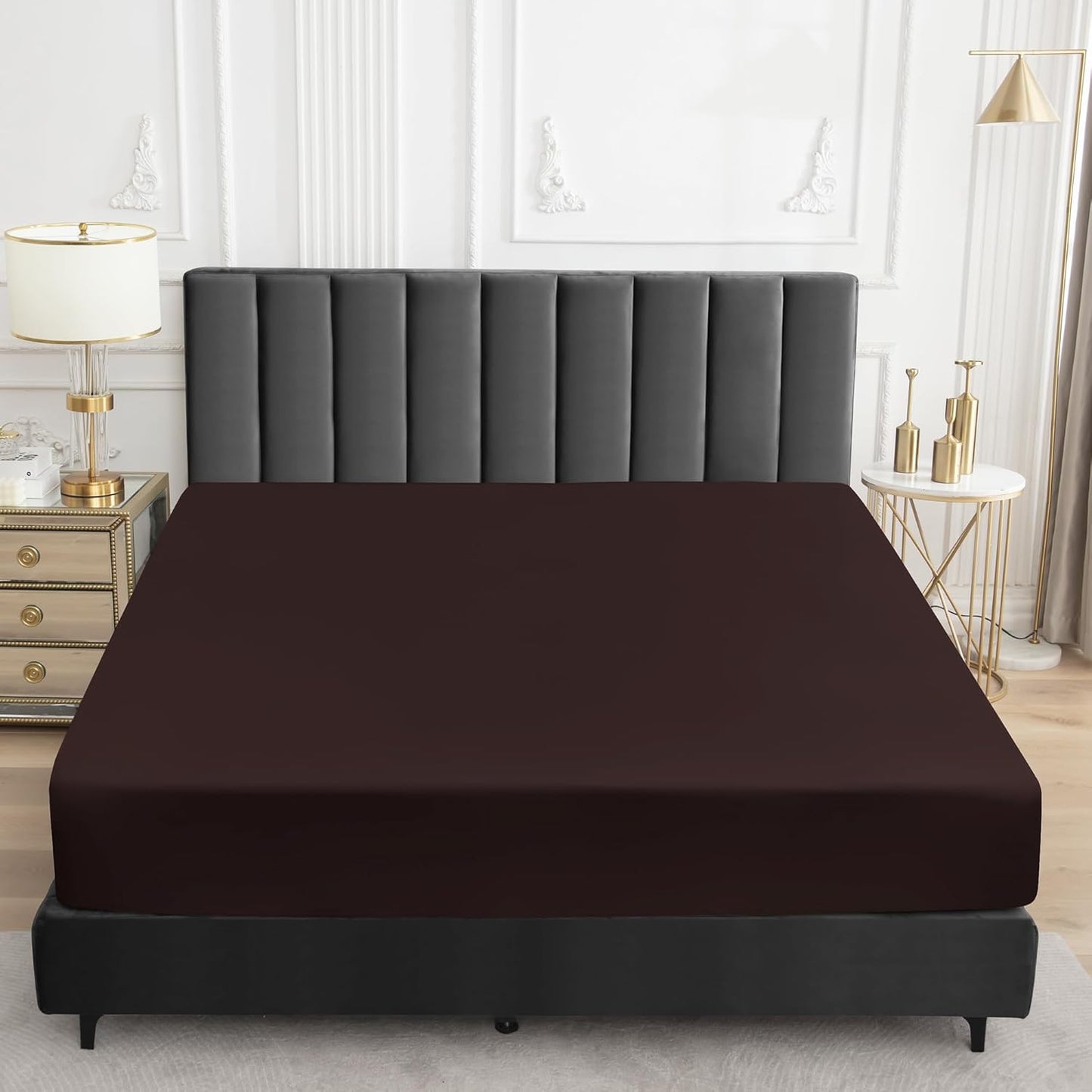 Sufdari Mattress Protector,Waterproof 18" Deep Pocket Mattress Cover Fitted Sheet Style with Elastic Rubber Band,Washable and Easy Care-Black,Queen