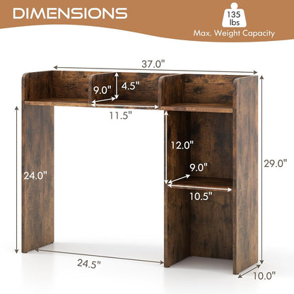 Tangkula Desktop Bookshelf, Countertop Storage Hutch with 5 Shelves for Computer Desk, Desk 3-Tier Display Rack, Multipurpose Wood Desktop Hutch Storage Organizer for Dorm Office Home