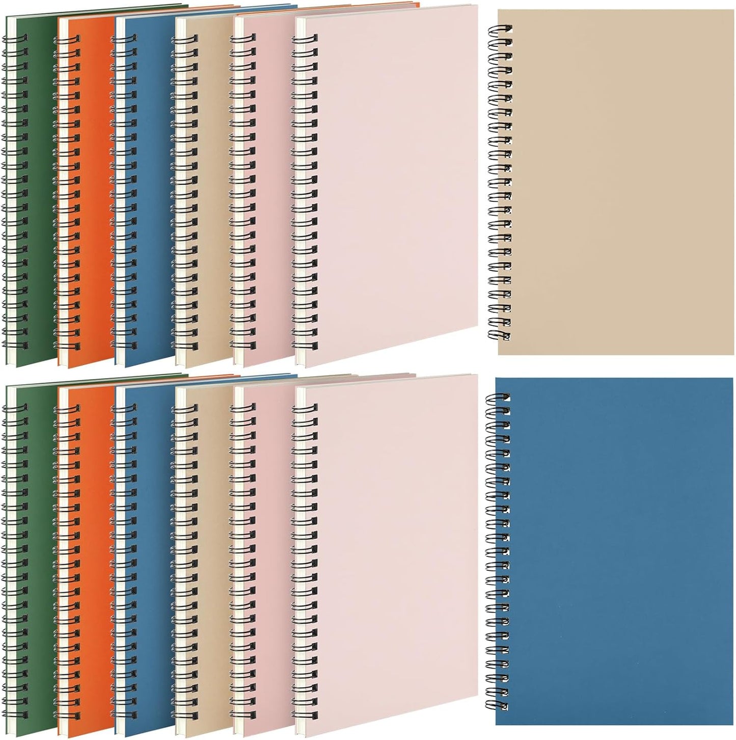 Leelosp 12 Pack Small Spiral Notebook Lined Spiral Journal College Ruled Notebook Wire Bound Kraft Cover, 120 Pages for Work (Multicolor,5.5 x 8.3 Inch)